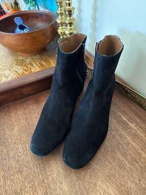 Aquatalia Ulyssa Weatherproof Black Suede Ankle Booties